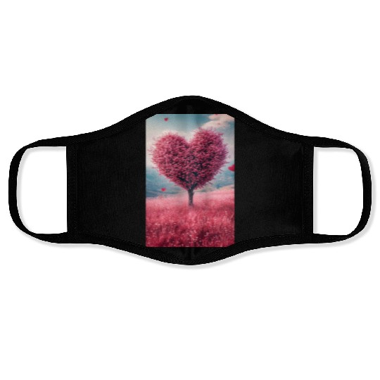 Romantic Heart Tree in Bloom Face Masks
