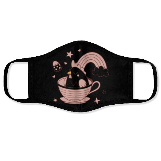 Whimsical Bird in Tea Cup Face Masks