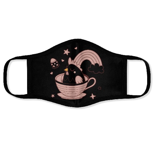 Whimsical Bird in Tea Cup Face Masks