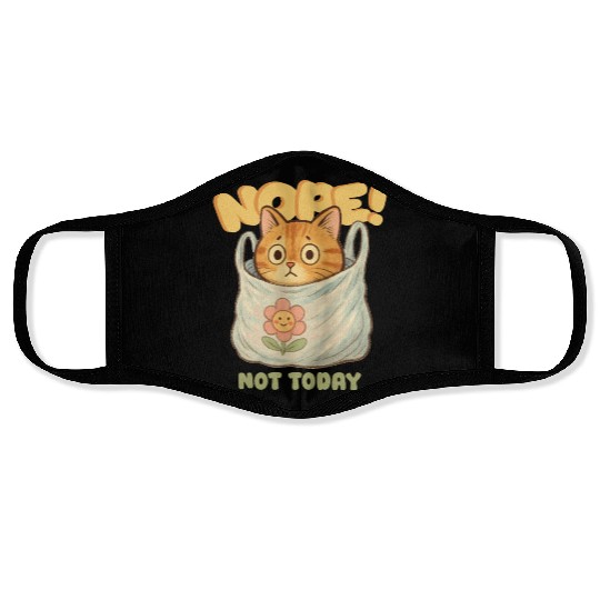 Cute Cat Wrapped in Laundry with Affirmation Face Masks