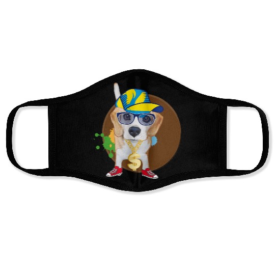 Cool Hip-Hop Beagle with Sunglasses & Style Face Masks