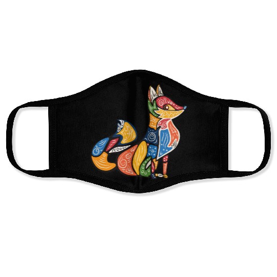 Tribal Watchful Fox Face Masks