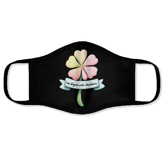 Four-Leaf Clover with Affirmation Banner Face Masks