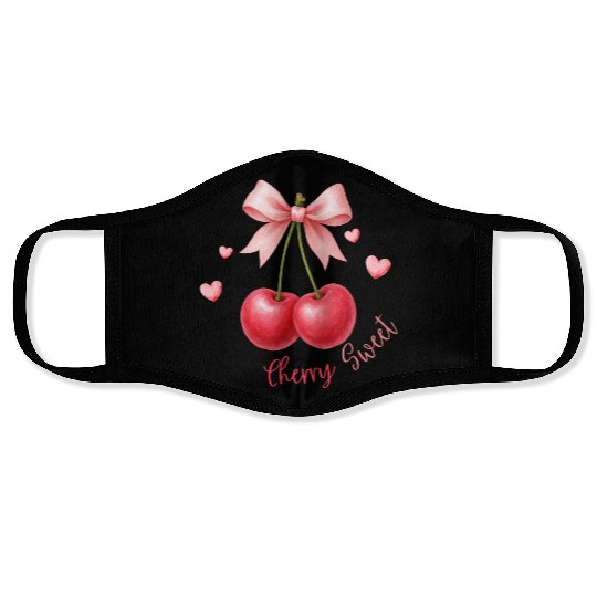 Cherry Heart Bow Design Face Masks