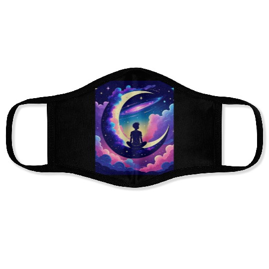Cosmic Dreamer Moon and Galaxy Scene Face Masks