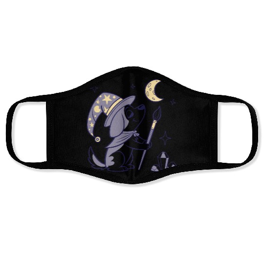 Mystical Moon Wizard Illustration Face Masks