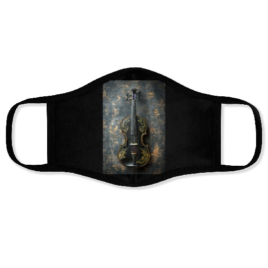 Elegant Black and Gold Violin Face Masks