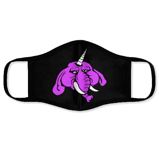 Unicorn Big Elephant Sitting Angry Sad Funny Cool Face Masks