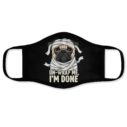 Funny Mummy Dog Illustration Face Masks