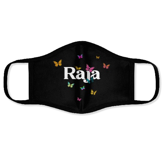 RAJA - beautiful girl name with cute butterflies Face Masks