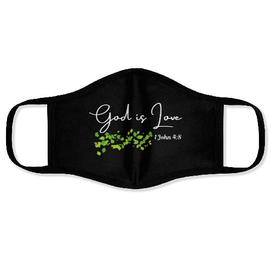 God is Love Biblical Leaf Design Face Masks