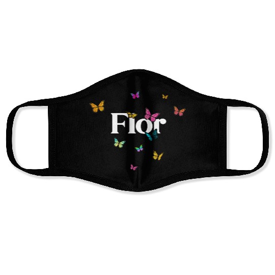 FLOR - beautiful girl name with cute butterflies Face Masks