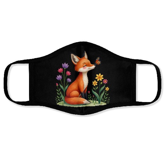Tiny Spring Friends Whimsical Fox Butterfly Floral Face Masks