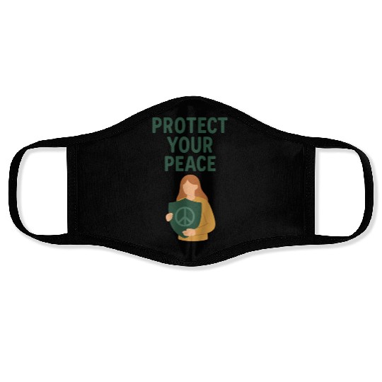 Peaceful Defender Shield Illustration Face Masks
