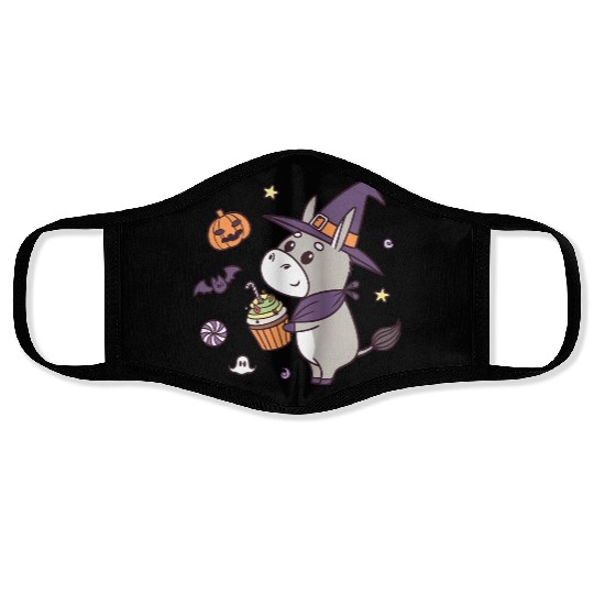 Whimsical Halloween Witch Pony Design Face Masks