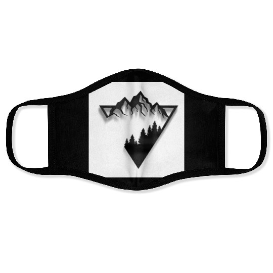 Mountain Skyline with Forest Silhouette Face Masks