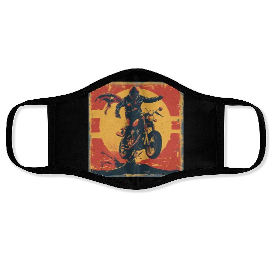 Heroic Motorcycle Rider Artwork Face Masks