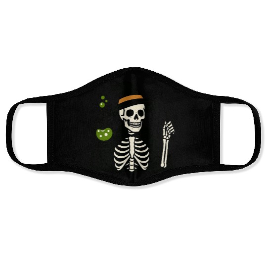 Magical Skeleton Wizard Illustration Face Masks