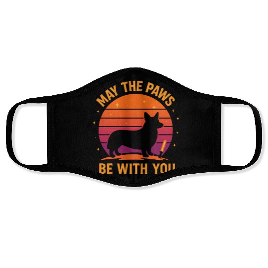 May the Paws Be With You Retro Corgi Face Masks