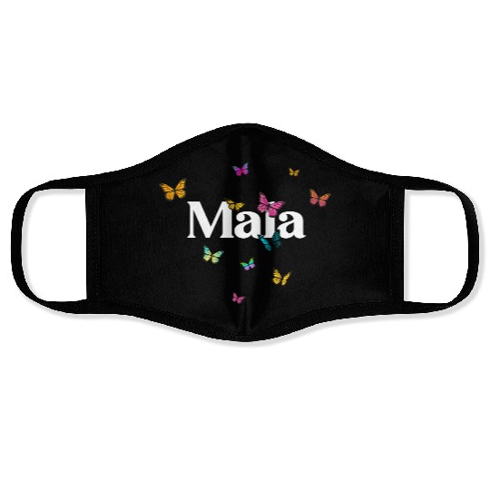 MALA - beautiful girl name with cute butterflies Face Masks