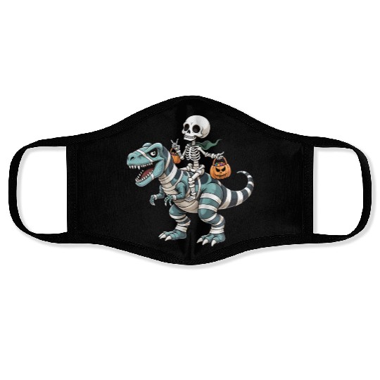 Skeleton Riding Mummy Dinosaur Funny Halloween Face Masks