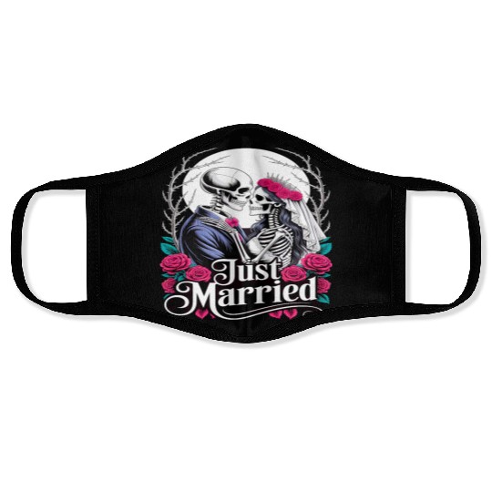 Gothic Just Married Skeletons Bride and Groom Face Masks