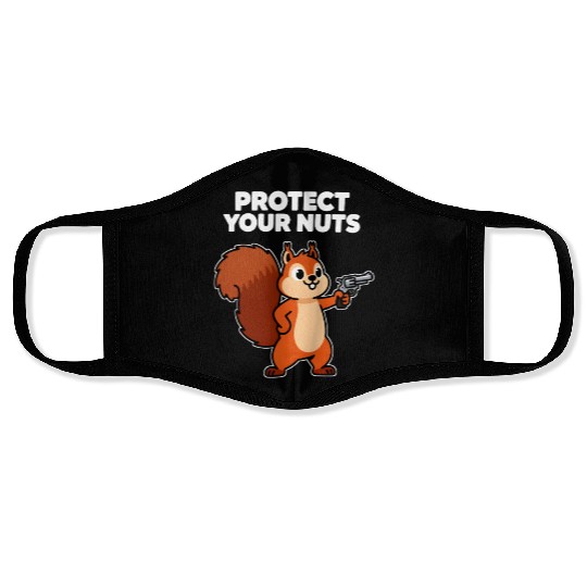 Protect Your Nut Squirrel Illustration Face Masks