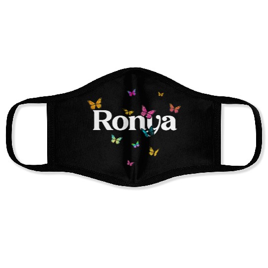 RONYA - beautiful girl name with cute butterflies Face Masks