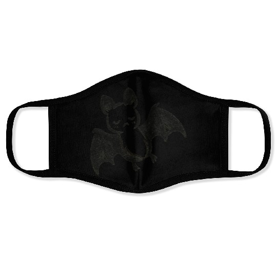 Sleepy Bat Sketch – Minimalist Nocturnal Ink Art Face Masks