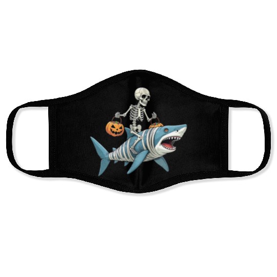 Skeleton Riding Shark Mummy Funny Halloween Face Masks