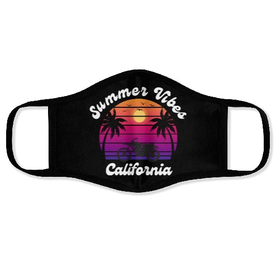 Sunset Motorcycle in California Face Masks