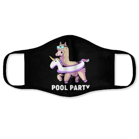Pool Party Squad Summer Llama Unicorn Face Masks