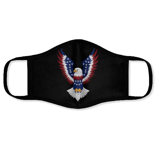 American Bald Eagle with USA Flag Wing Art Design Face Masks
