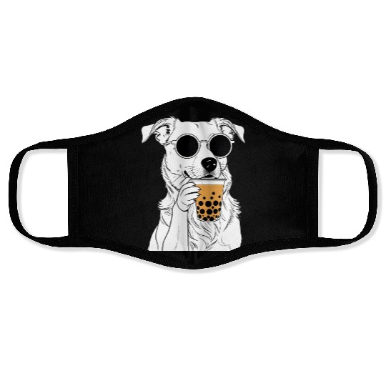 Chill Dog with Sunglasses and Bubble Tea Face Masks