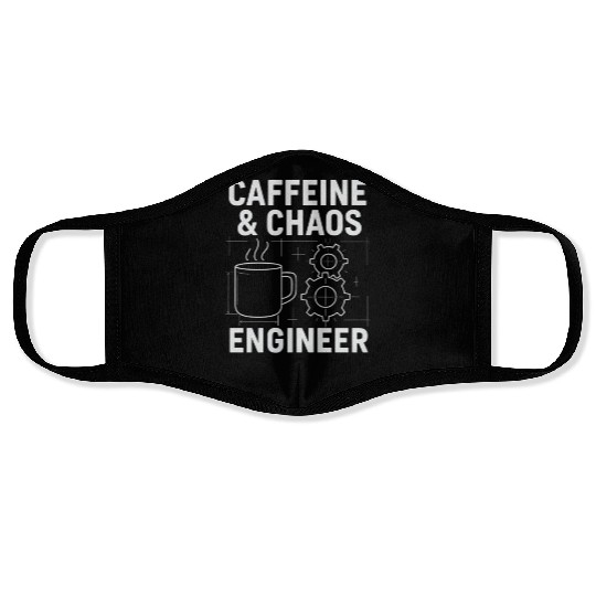 Caffeine & Chaos Engineer - Funny Coffee Tech Gift Face Masks