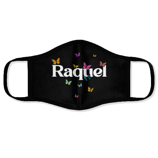 RAQUEL - beautiful girl name with cute butterflies Face Masks