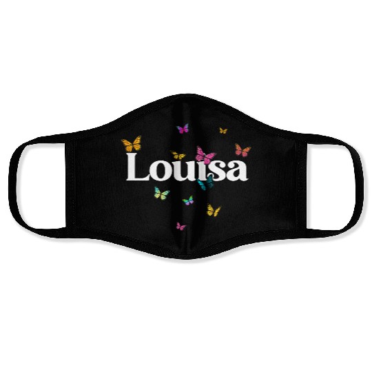 LOUISA - beautiful girl name with cute butterflies Face Masks