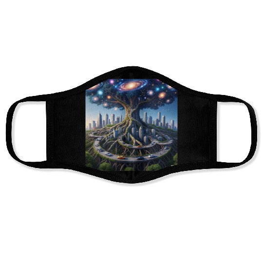 Celestial Urban Tree of the Cosmos Face Masks