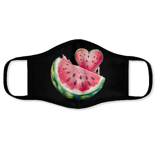 Watermelon Heart Fruit Illustration Face Masks