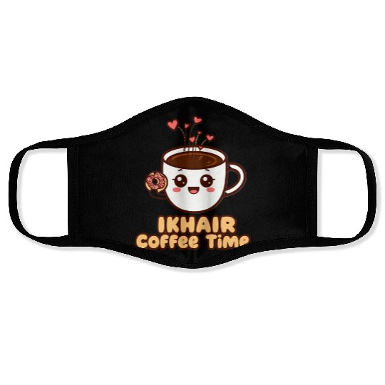 Cute Heart-Embraced Coffee Mug Design Face Masks