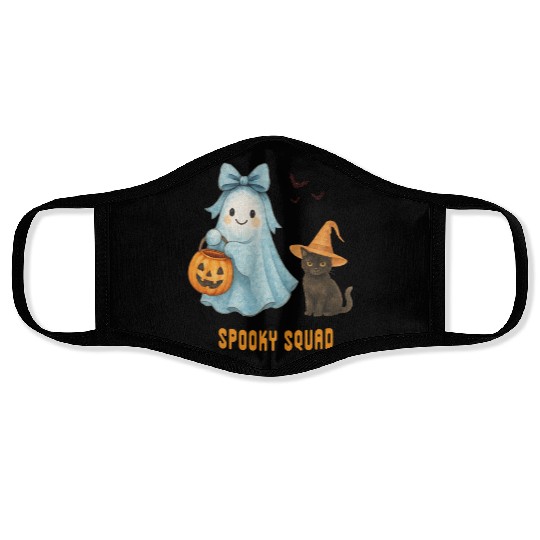 Spooky Squad, Cute halloween Ghost and Cat Face Masks