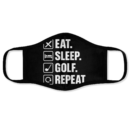 Eat Sleep Golf Repeat Face Masks
