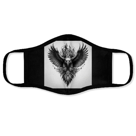 Dark Mythical Eagle Tattoo Design Face Masks
