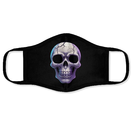 Cracked Midnight Skull Illustration Face Masks