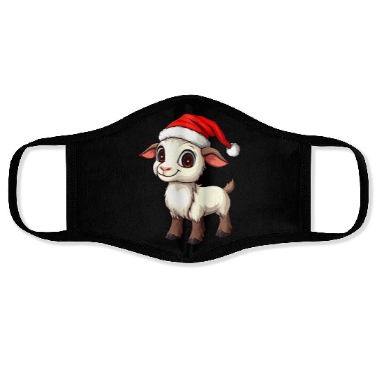 Festive Christmas Goat Cartoon Design Face Masks