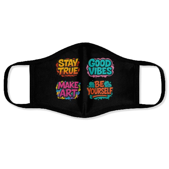 Vibrant Motivational Affirmation Designs Face Masks