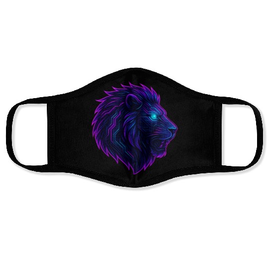 Neon Roar Cyberpunk Lion Head Face Masks