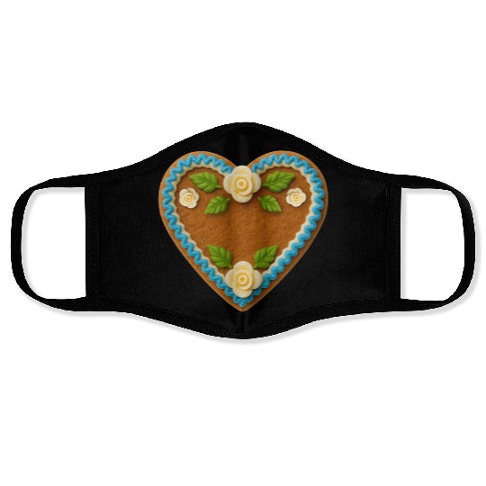 Heart-Shaped Gingerbread Cookie with Floral Icing Face Masks