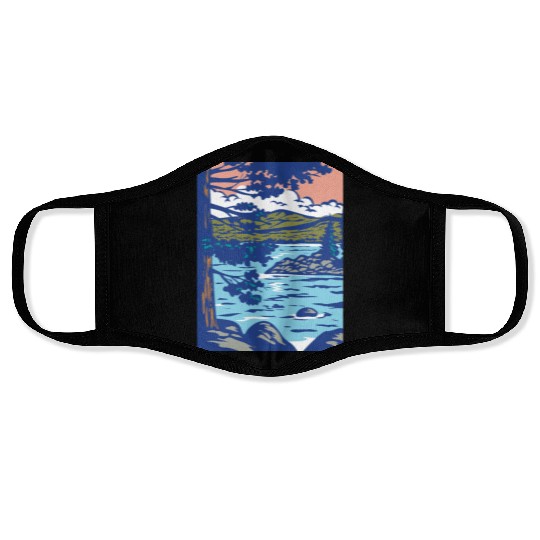WPA Art Emerald Bay State Park in South Lake Tahoe Face Masks