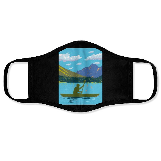 Kayak in Lake Josephine Glacier National Park WPA Face Masks